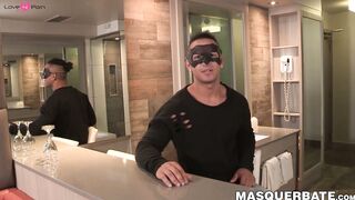 Brawny dude with nice abs James solo masturbates his weenie