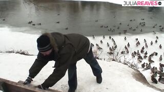 Fucking into the snow, he actually gets rough