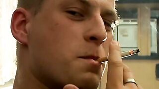 Muscular Keith Ledger puts on a hot cock stroking and chainsmoking show