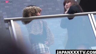 Oblivious oriental women caught with panties on display
