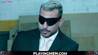 PlayingMen.com - Blindfolded businessman Dani Rivera's anal adventure with dildo play