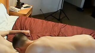 Three horny dudes jerking off and sucking dick until facial