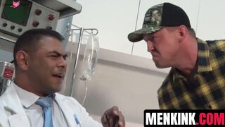 Pierce Paris holes are examined by Doctor Draven Navarro and orderlies