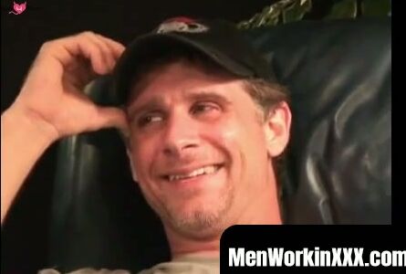 MenWorkinXXX.com - Older gay dude strokes his cock and covers himself in hot cum