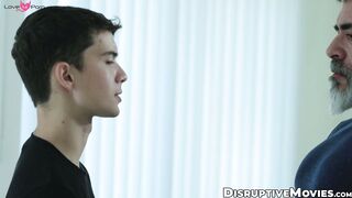 Sam Ledger pleasures his stepdad Lawson James with his lips and ass