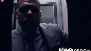 Latino Gabriel Lunna is spitroasted by Cristian Sam and Xavi Duran