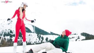 Big Sexy Boobs Mature Blonde And Young Guy Have Sensual Sex In The Mountains