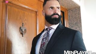 Bearded hunk Dani Robles groans as hung Jacob Lords destroys him