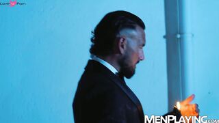 Suited men Derek Allen and Nico Bello relentlessly bareback