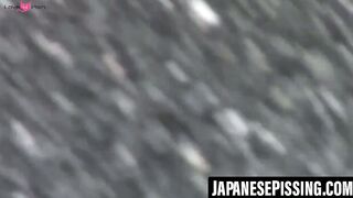 Japanese cuties enjoy outdoor adventures while peeing