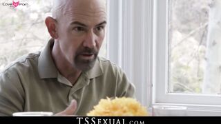 TSSexual.com - Mesmerizing tranny cowgirl makes muscular stud cum hard with wild aban