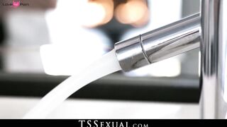TSSexual.com - Mesmerizing tranny cowgirl makes muscular stud cum hard with wild aban