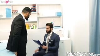Bearded Dani Robles groans as big dicked Jean Franko plows him raw