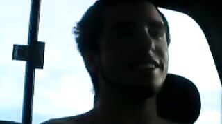 Hotties Judah and Lansing jerked off in the car in the middle of rush hour