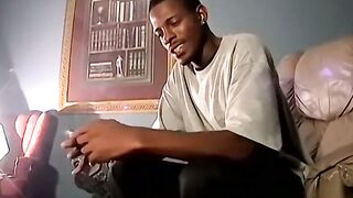 JoeSchmoeXXX.com - Handsome ebony deviant Joey strokes his cock before cumming