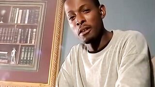 JoeSchmoeXXX.com - Handsome ebony deviant Joey strokes his cock before cumming