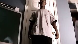 JoeSchmoeXXX.com - Handsome ebony deviant Joey strokes his cock before cumming