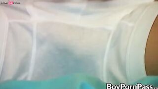Curly hair blond jerking off and toying his sweet butt