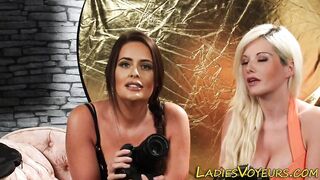 Dressed photographer babes watching