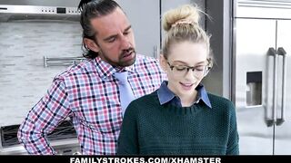 Blonde Beauty Gets Pounded By Stepfather For Kinky Talking