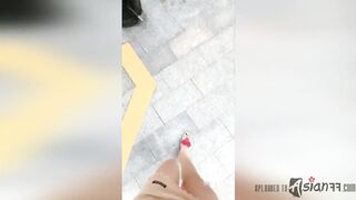 Shameless eastern skank fucks herself outside inside outside