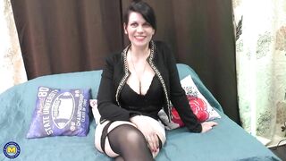 Big Boobed old takes huge penis into ALL her holes