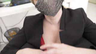 office bimbo jerks off and blows penis to her boss