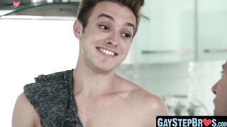 GayStepBros.com - Hung inked gay's raw dick slides into stepbrother's willing asshole