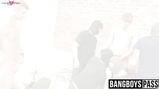 Intense hardcore orgy with horny hunks getting serviced hard
