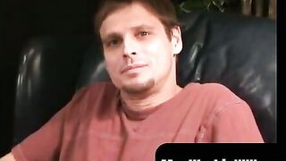 MenWorkinXXX.com - Hunky older guy jerks off his king-size cock and ejaculates forcef