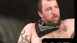 MenWorkinXXX.com - Hairy mature homo masturbates on a chair and cums in huge loads