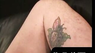 MenWorkinXXX.com - Hairy mature homo masturbates on a chair and cums in huge loads