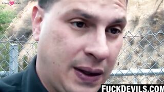 Babysitter Maya takes dumpster creampie from angry dad