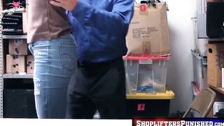 ShopliftersPunished.com - Voluptuous babe spreads eagle on the table for horny securi