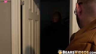Bearded cub Tony Rivers ass barely wraps Martin Pes big uncut cock