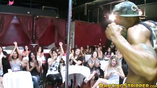 Wild ladies blowing interracial creamed cocks at CFNM party