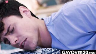 GayOver30.com - Freshman Asher Day takes his roommates big raw dick up his asshole