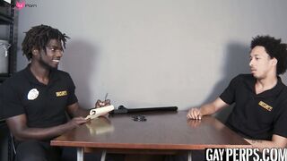 Muscle security officer ass drills gay guy after sensual BJ