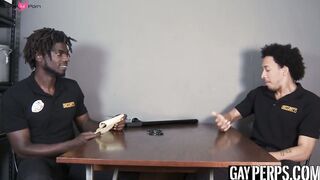 Muscle security officer ass drills gay guy after sensual BJ