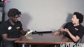 Muscle security officer ass drills gay guy after sensual BJ