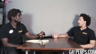 Muscle security officer ass drills gay guy after sensual BJ