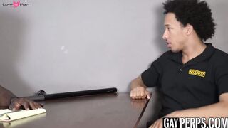 Muscle security officer ass drills gay guy after sensual BJ