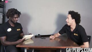 Muscle security officer ass drills gay guy after sensual BJ
