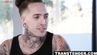 Gorgeous tranny's ass gets a good deep drilling from BF