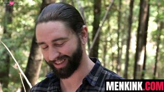 Tristan Jaxx feeds stepson Jackson Fillmore his huge cock in the woods