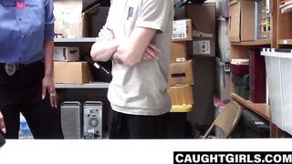 Big tit lady cop fucks tattooed thief in interrogation