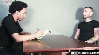 BoyPunish.com - Black jock's interracial fucking and jizz dousing of a pierced perp's