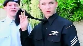 Military twink jizzed on after ass pounding outdoor session