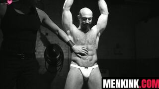 Beefy Tatum survives Van Darkholmes water chamber and gimp fucking