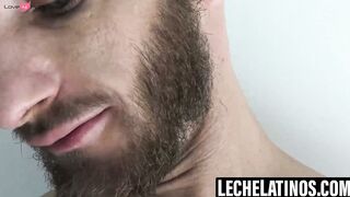 LecheLatinos.com - Bearded Mauricio swallows my cock while stroking
